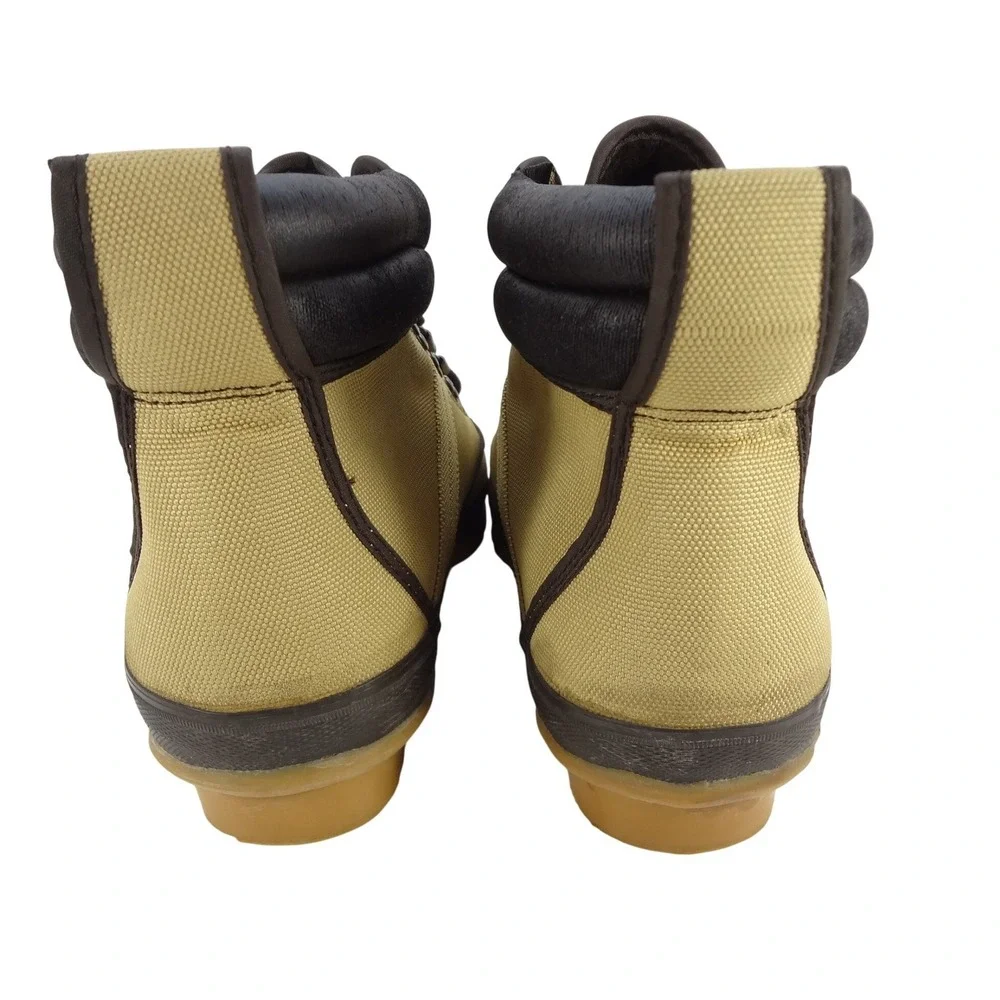 Pro-Line Mens 11 Canvas Wading Boots‎ Tan Black Rubber Toe High Top Boots